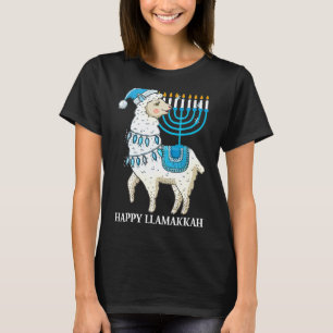 Happy Llamakkah Cute Jewish Llama Sunglasses Hanuk T-Shirt