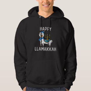 Happy Llamakkah Hanukkah Llama Menorah Chanukah Al Hoodie