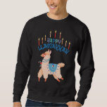 Happy Llamakkah Hanukkah Menorah Sweatshirt<br><div class="desc">Happy Llamakkah! Celebrate Hanukkah with this funny,  happy llama with dreidels and menorah candles with fun fonts.
Select this sweat shirt or change it out to a t-shirt for a take on an ugly sweater!
Make a great gift for the holidays!</div>