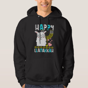 Happy Llamakkah Jewish Hanukkah Chanukah Menorah L Hoodie