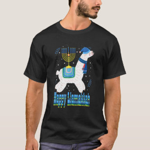 Happy Llamakkah Menorah Hanukkah Llama Cute Alpaca T-Shirt