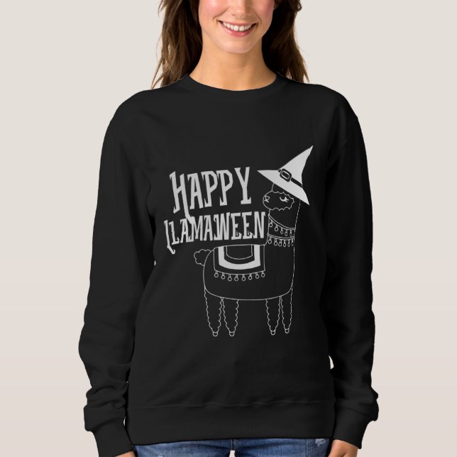 Happy Llamaween Halloween Costume Sweatshirt (Front)