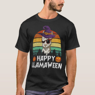 Happy Llamaween Witch Llama Halloween Costume Day T-Shirt