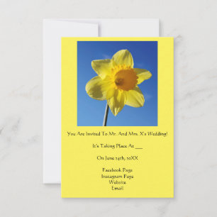 Happy-looking yellow daffodil wedding invitation