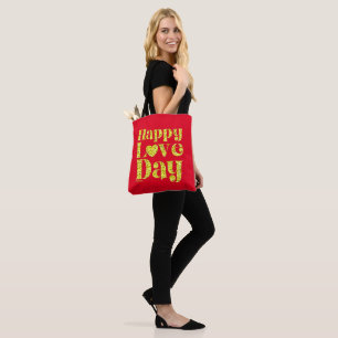 HAPPY LOVE DAY gold Tote Bag