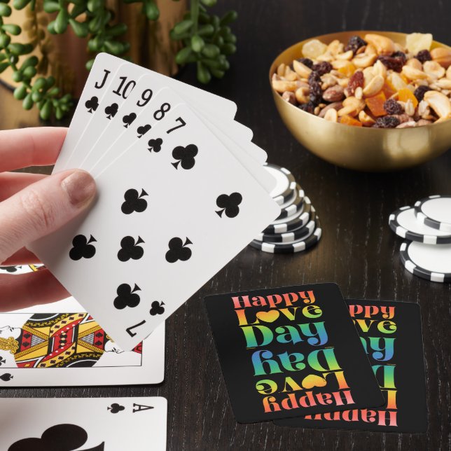 HAPPY LOVE DAY rainbow gradient colour valentine   Playing Cards (In Situ)