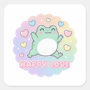 Happy Love Frog Sticker Cute Jumping Frog Hearts K