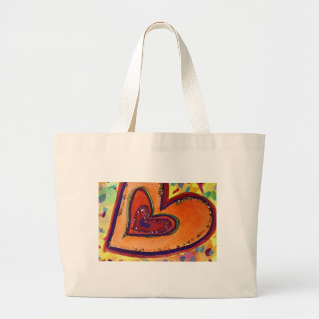 Happy Love Hearts Art Inspirational Tote Bag (Front)