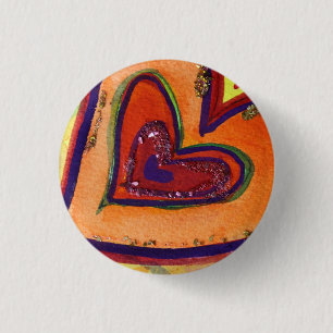 Happy Love Hearts Art Painting Lapel Pin Buttons