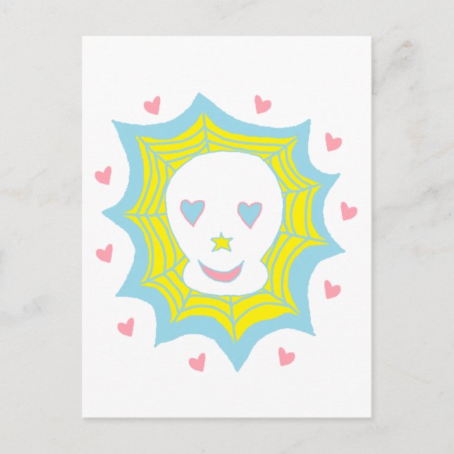 Happy Love Skull Postcard (Front)