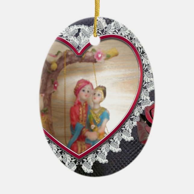 Happy Lovers day Ceramic Tree Decoration (Front)