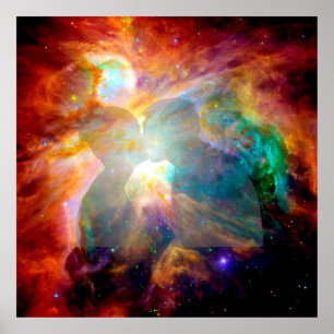 Happy lovers in nebula. poster