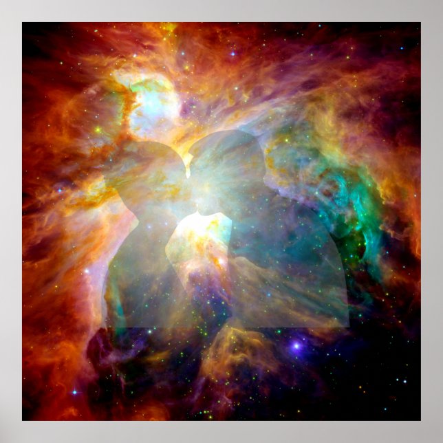 Happy lovers in nebula. poster (Front)