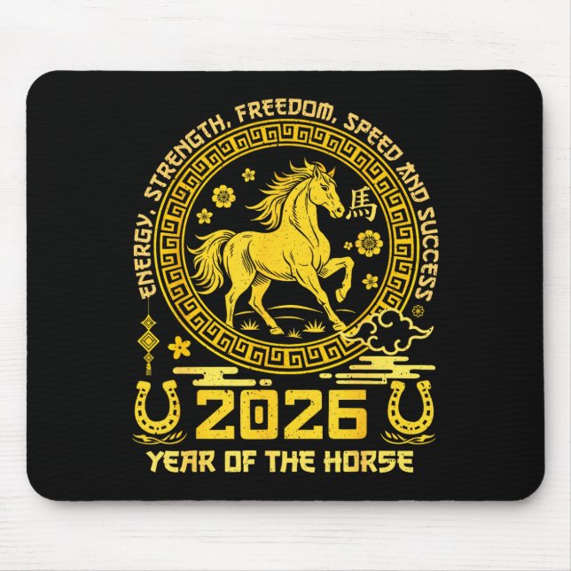 Happy Lunar Chinese New Year Of The Horse 2026 Zod Mouse Pad (Front)