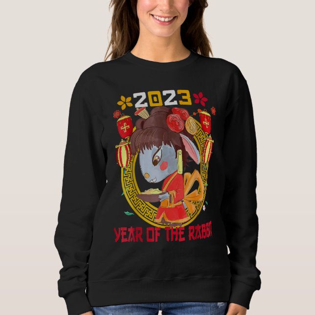 Happy Lunar New Year 2023 Cute Chinese Rabbit Deco Sweatshirt (Front)
