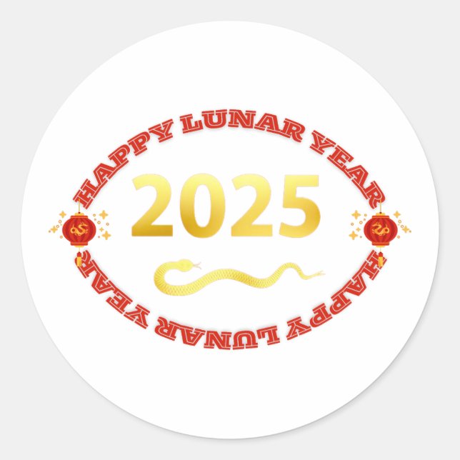Happy Lunar New Year 2025 Classic Round Sticker (Front)