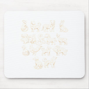 Happy Lunar New Year Animals 12 Chinese Zodiac Sig Mouse Pad