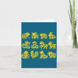 Happy Lunar New Year Animals Graphic Art Card