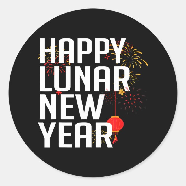 Happy Lunar New Year Classic Round Sticker (Front)
