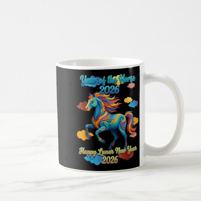 Happy Lunar New Year Colorful Horse  Coffee Mug (Right)