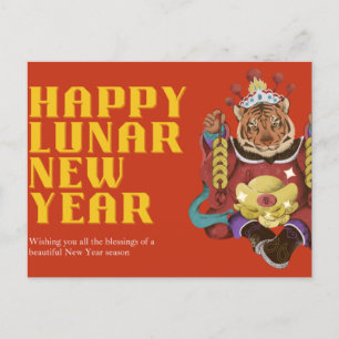 Happy Lunar New Year Red & Gold Design Postcard