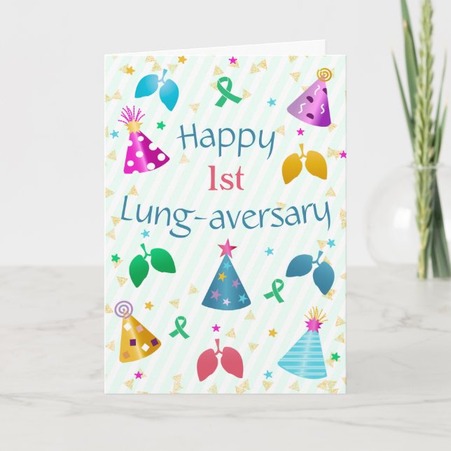 Happy Lung-aversary Green Stripe Custom Card (Front)
