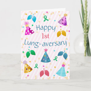 Happy Lung-aversary Pink Stripe Custom  Card