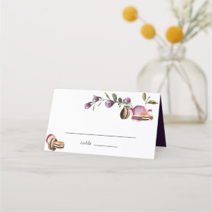 Happy Macaron   Elegant Violet Floral Modern Place Card