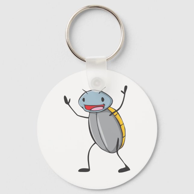 Happy Madagascar Hissing Cockroach Cartoon Key Ring (Front)