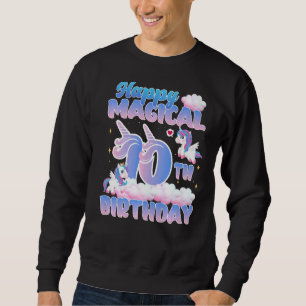 Happy Magical 10th Birthday Flying Unicorns Birthd Sweatshirt