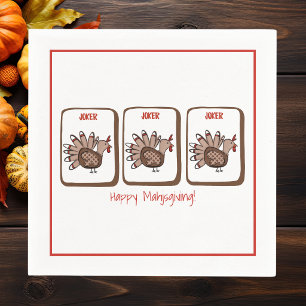 Happy Mahjsgiving! Mahjong Thanksgiving Party Napkin