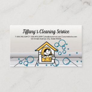 Happy Maid Logo   Soapy Bubbles Business Card