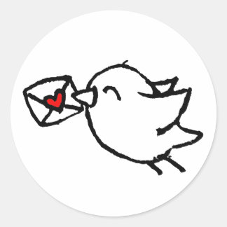 Happy mail bird classic round sticker