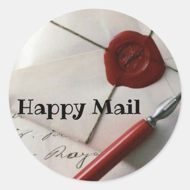 Happy Mail Classic Round Sticker (Front)