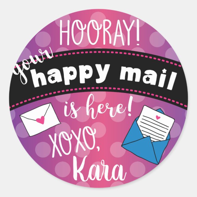 Happy mail classic round sticker (Front)