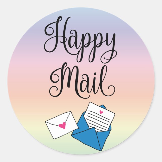Happy mail classic round sticker (Front)