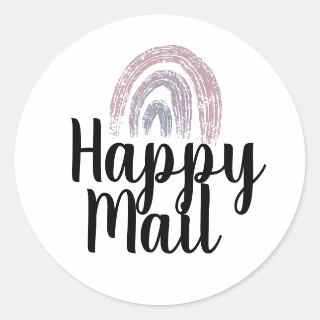 Happy Mail Rainbow Business Packaging Planner Classic Round Sticker (Front)