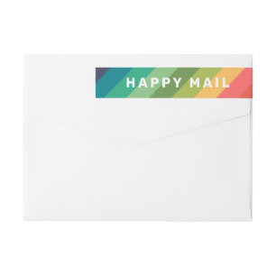 Happy Mail Rainbow Stripes Return Address Wrap Around Label