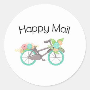 Happy Mail Sticker - floral bicycle!!