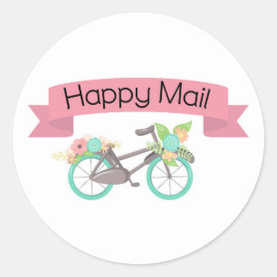 Happy Mail Sticker - floral bicycle!!