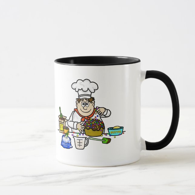 Happy Male Baker Decorating Cake Mug (Right)