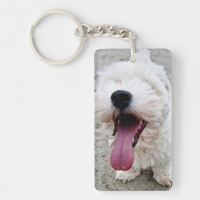 Happy Malteese Puppy Key Ring (Front)