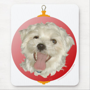 Happy Maltese Christmas Ornament Mouse Pad