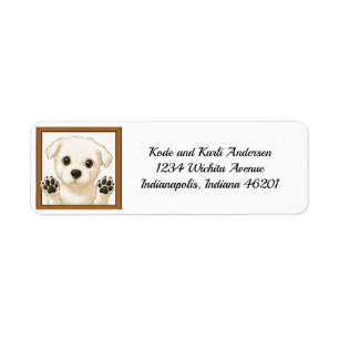 Happy Maltese Puppy Return Address Label