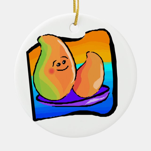 Happy Mango Ceramic Tree Decoration (Front)