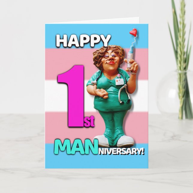 Happy Manniversary - First Anniversary On T Card (Front)