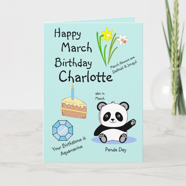 Happy March Birthday Folded Greeting Card (Front)