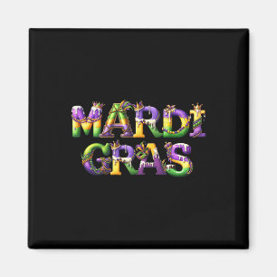 Happy Mardi Gras 2025 New Orleans Fleur De Lis Mas Magnet