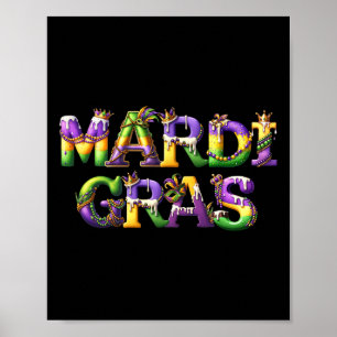 Happy Mardi Gras 2025 New Orleans Fleur De Lis Mas Poster
