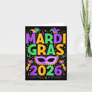 Happy Mardi Gras 2026 Costume New Orleans Matching Card
